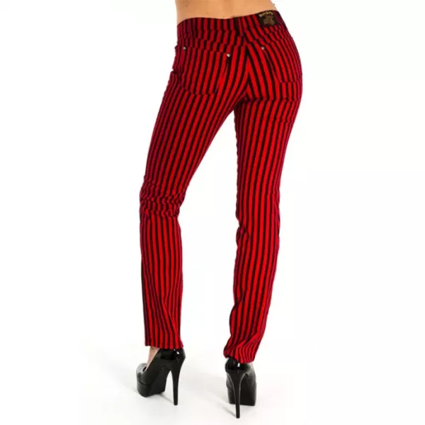 thin stripe stretch canvas jean red/black