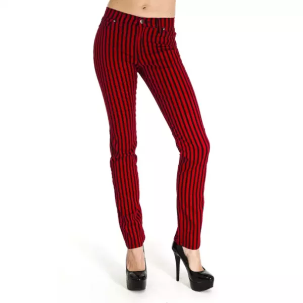 thin stripe stretch canvas Trousers red/black