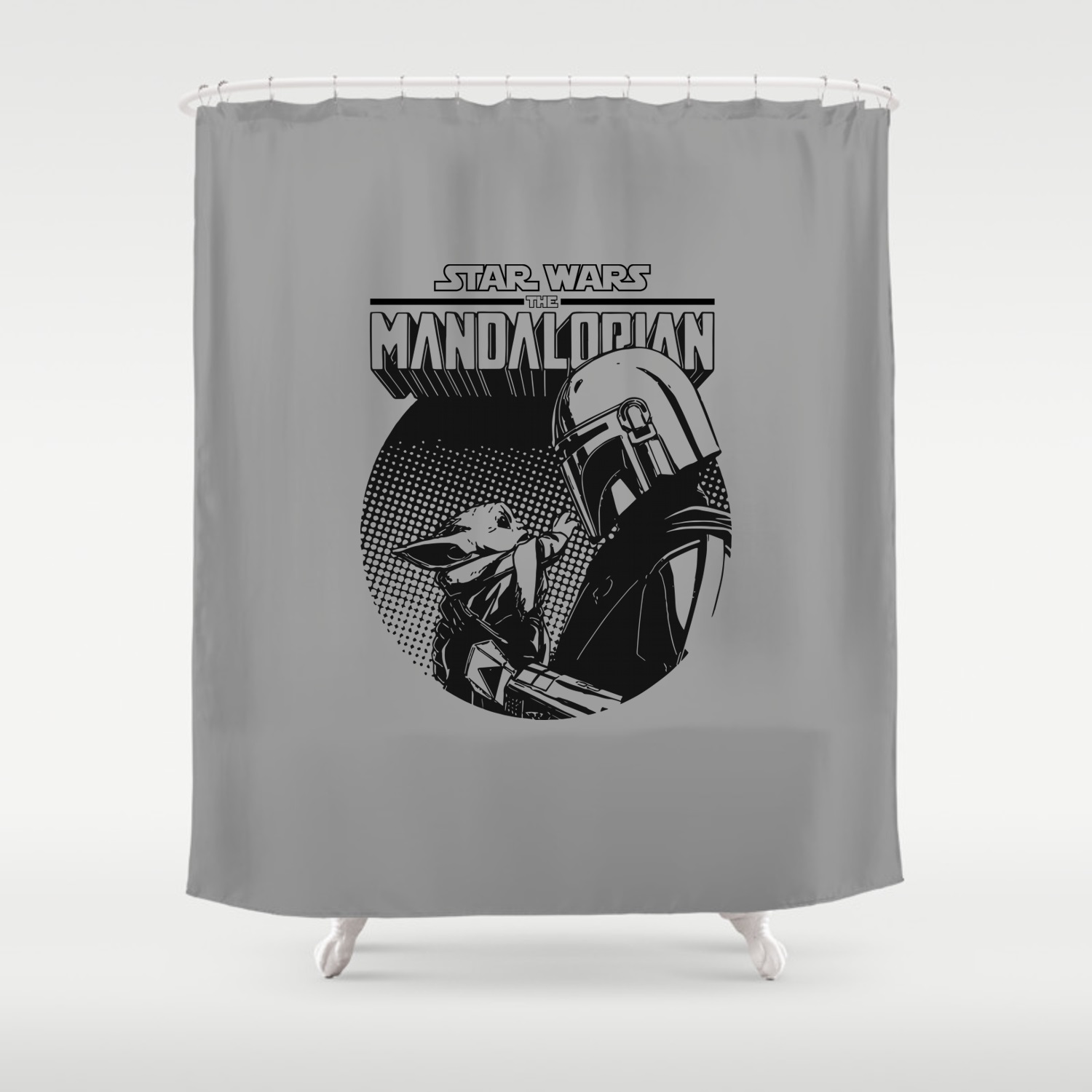Κουρτίνα Μπάνιου “Mando & Grogu” Γκρι/Μάυρο